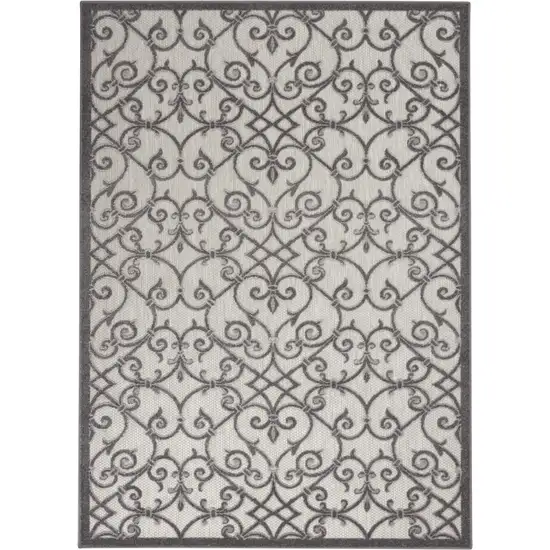 Gray Floral Indoor Outdoor Area Rug Photo 1