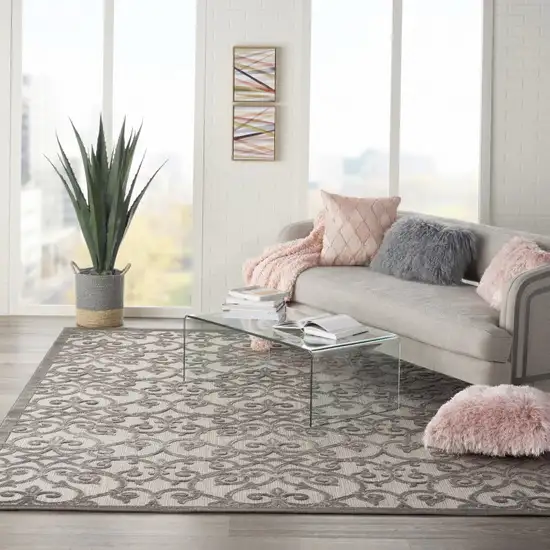 Gray and Charcoal Indoor Outdoor Area Rug Photo 6