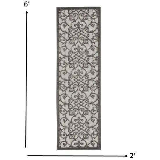 Gray and Charcoal Indoor Outdoor Runner Rug Photo 4