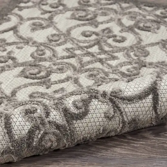 Gray Floral Indoor Outdoor Area Rug Photo 6