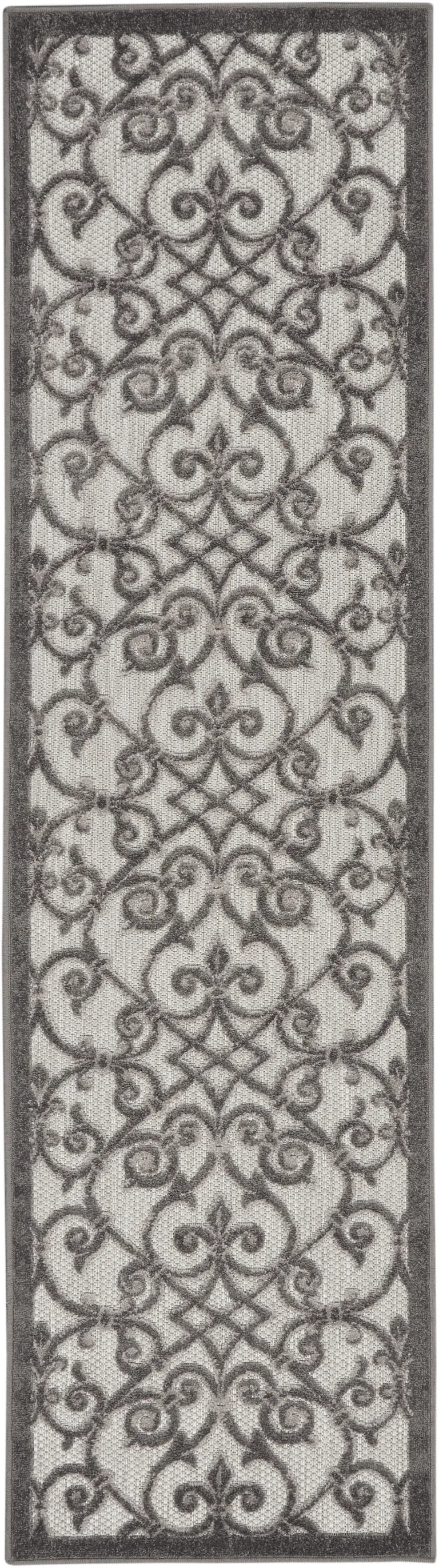 Gray and Charcoal Indoor Outdoor Runner Rug Photo 3