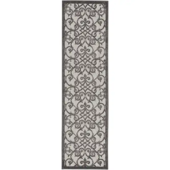 Gray Floral Indoor Outdoor Area Rug Photo 3