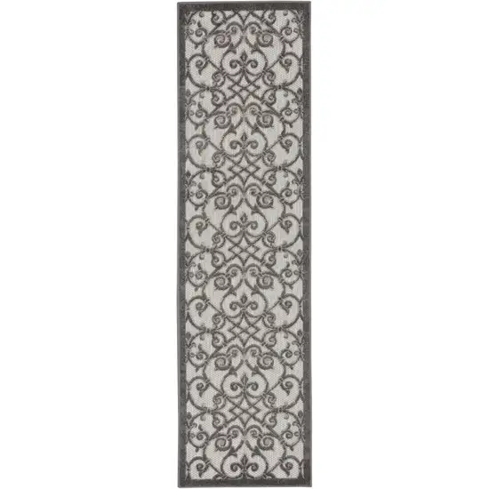 Gray Floral Indoor Outdoor Area Rug Photo 1