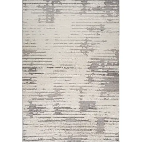 Gray and Cream Abstract Distressed Area Rug Photo 8