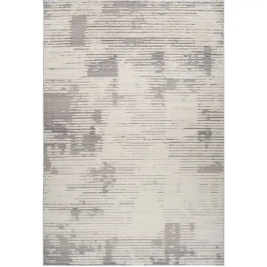 Gray and Cream Abstract Distressed Area Rug Photo 1