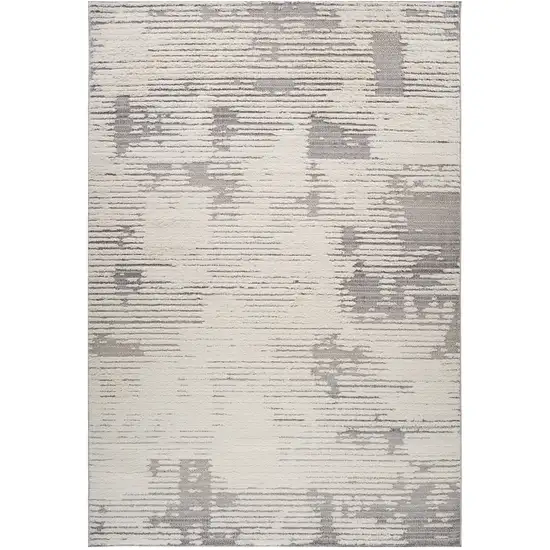 Gray and Cream Abstract Distressed Area Rug Photo 4