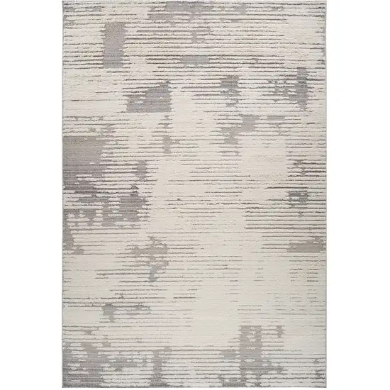 Gray and Cream Abstract Distressed Area Rug Photo 1