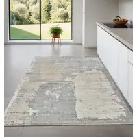 Photo of Gray and Cream Abstract Distressed Area Rug