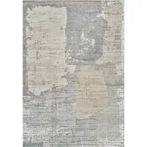 Photo of Gray and Cream Abstract Distressed Area Rug