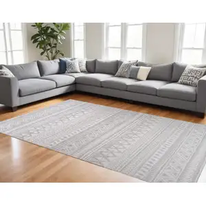 Photo of Gray and Cream Abstract Distressed Area Rug