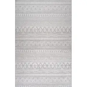 Photo of Gray and Cream Abstract Distressed Area Rug