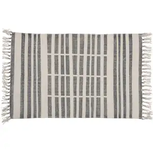 Photo of Gray and Cream Broken Stripes Scatter Rug