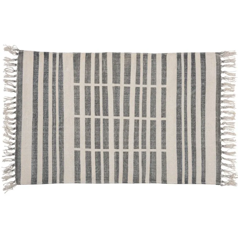 Gray and Cream Broken Stripes Scatter Rug Photo 1