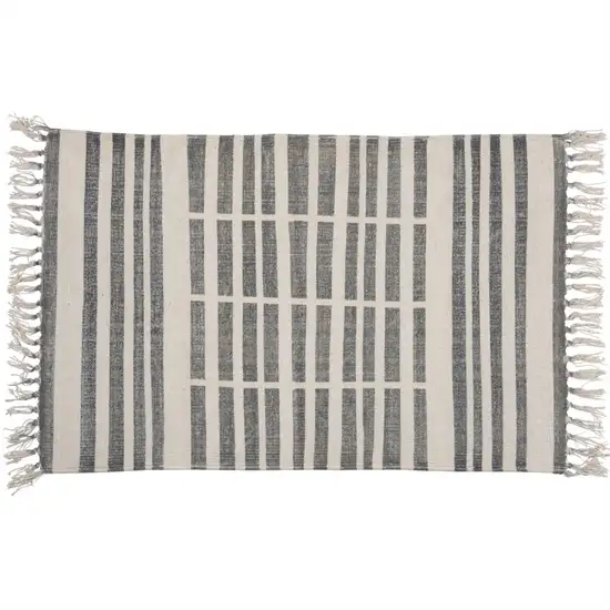 Gray and Cream Broken Stripes Scatter Rug Photo 1