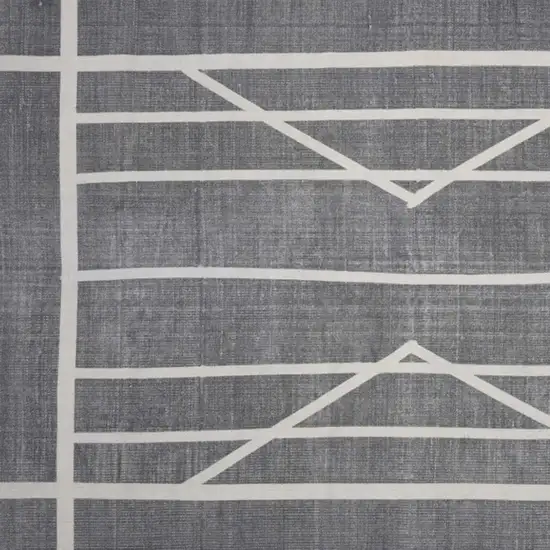 Gray and Cream Geometric Area Rug Photo 6