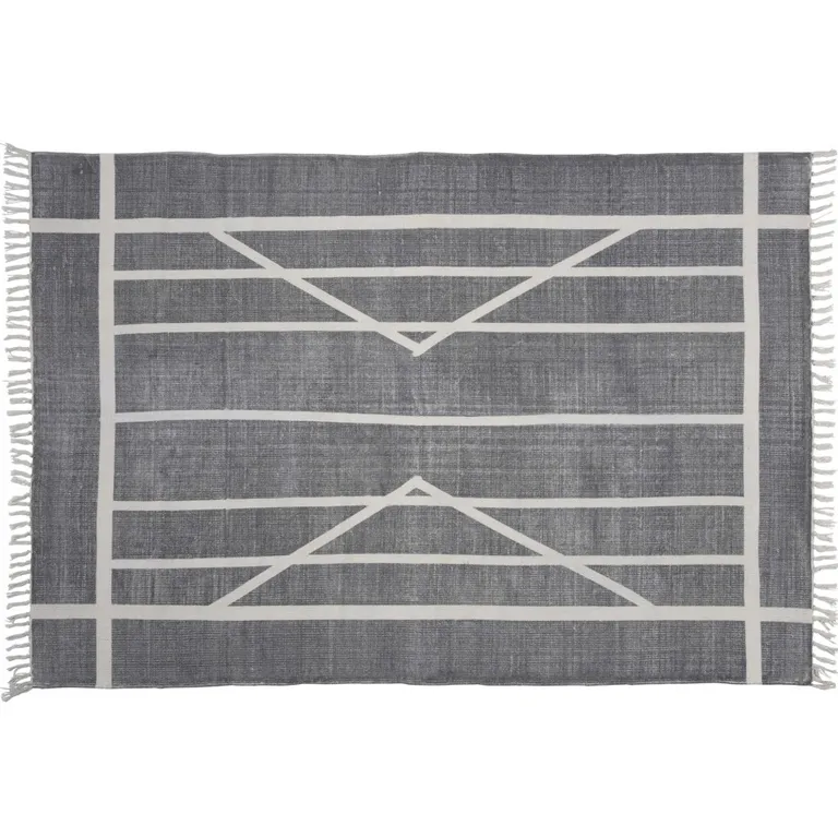 Gray and Cream Geometric Area Rug Photo 1