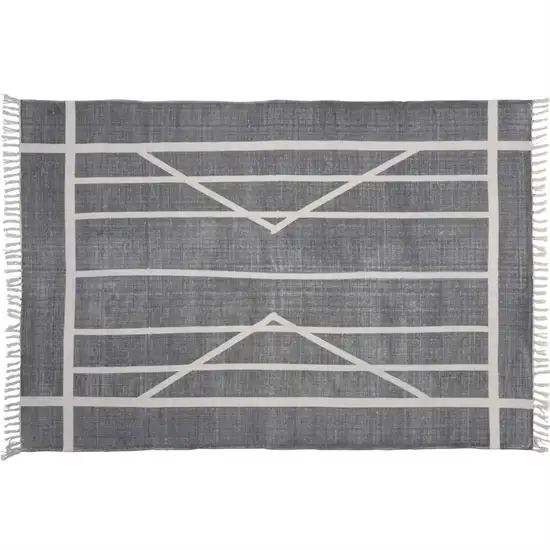 Gray and Cream Geometric Area Rug Photo 1