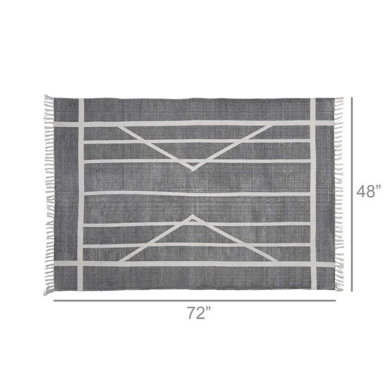 Gray and Cream Geometric Area Rug Photo 2