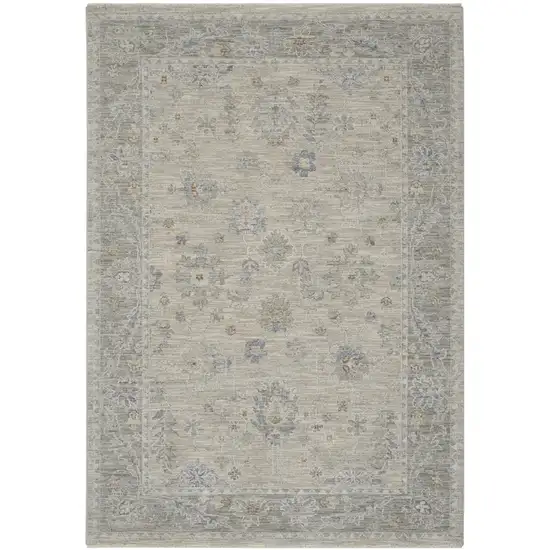 Gray and Dark Gray Floral Power Loom Area Rug Photo 8