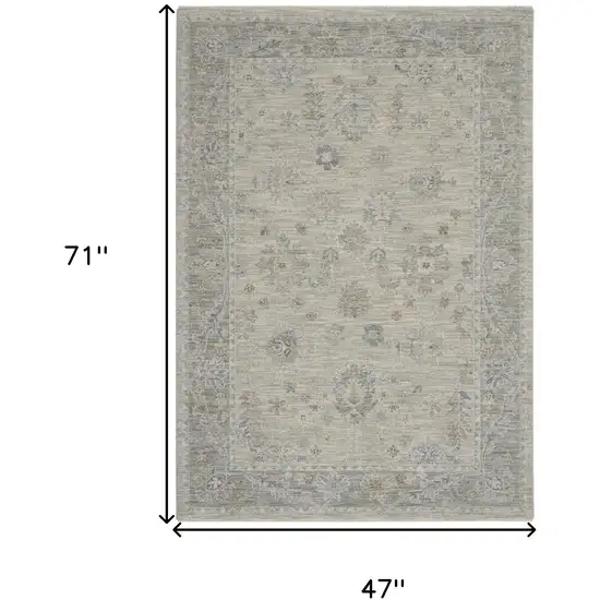 Gray and Dark Gray Floral Power Loom Area Rug Photo 3