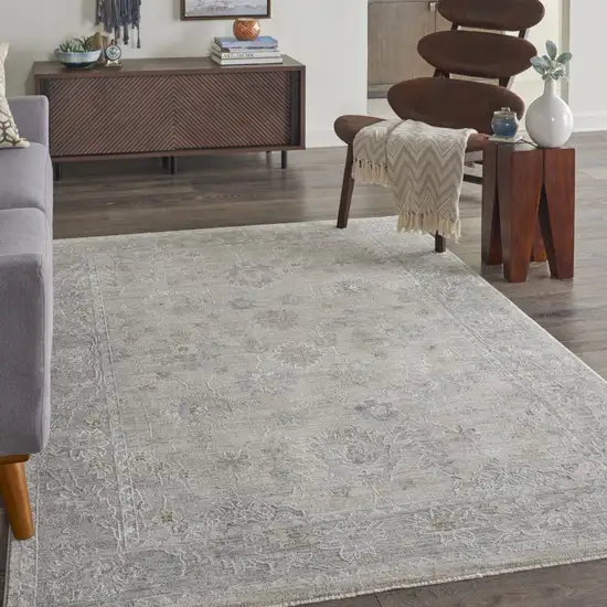 Gray and Dark Gray Floral Power Loom Area Rug Photo 9