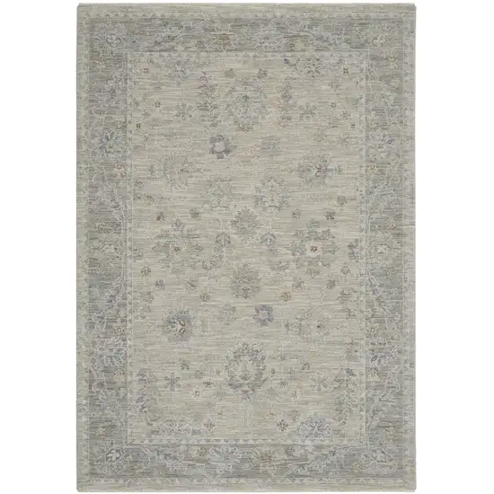 Gray and Dark Gray Floral Power Loom Area Rug Photo 2