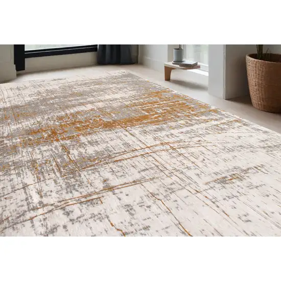 Gray and Gold Abstract Non Skid Area Rug Photo 1