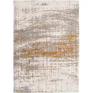 Photo of Gray and Gold Abstract Non Skid Area Rug