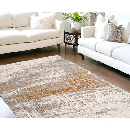 Gray and Gold Abstract Non Skid Area Rug Photo 1