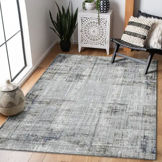 Gray and Gold Abstract Power Loom Area Rug Photo 5