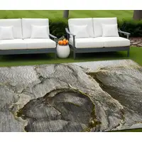 Photo of Gray and Gold Abstract Washable Non Skid Indoor Outdoor Area Rug