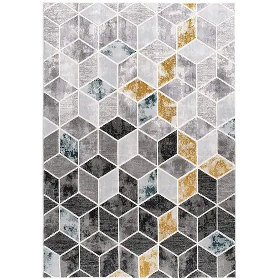 Gray and Gold Cubic Block Area Rug Photo 1