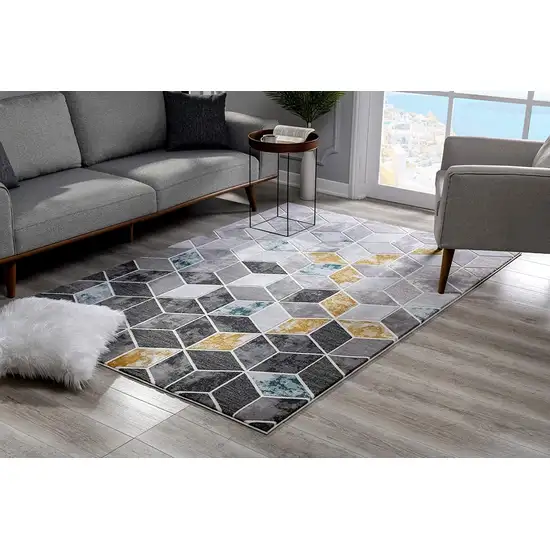 Gray and Gold Cubic Block Area Rug Photo 3
