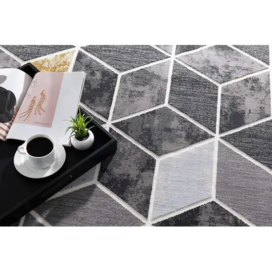 Gray and Gold Cubic Block Area Rug Photo 5