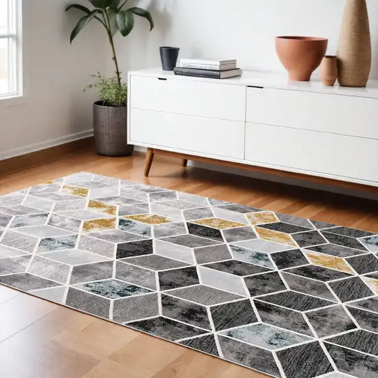 Gray Geometric Power Loom Area Rug Photo 1