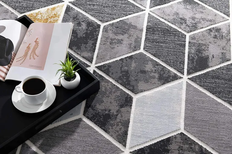 Gray and Gold Cubic Block Area Rug Photo 5