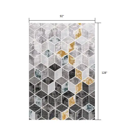 Gray and Gold Cubic Block Area Rug Photo 2