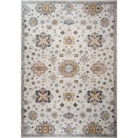 Gray and Gold Floral Area Rug Photo 2