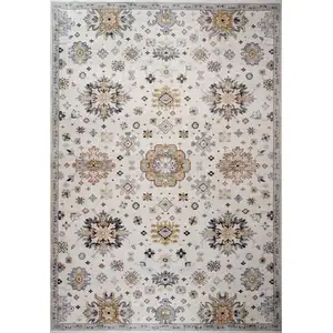 Photo of Gray and Gold Floral Area Rug