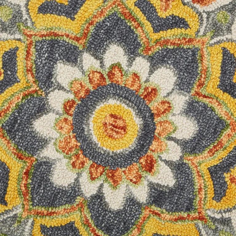 Gray and Gold Floret Area Rug Photo 2