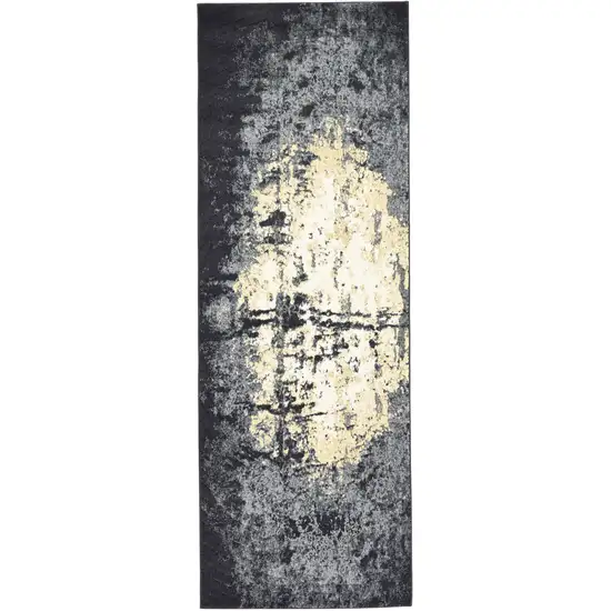 Gray and Gold Geometric Runner Rug Photo 2