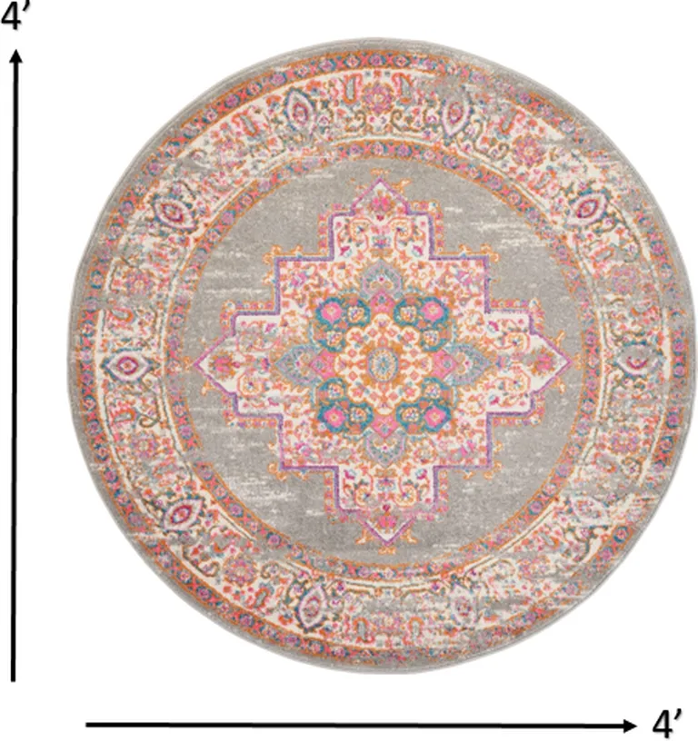 Gray and Gold Medallion Area Rug Photo 2
