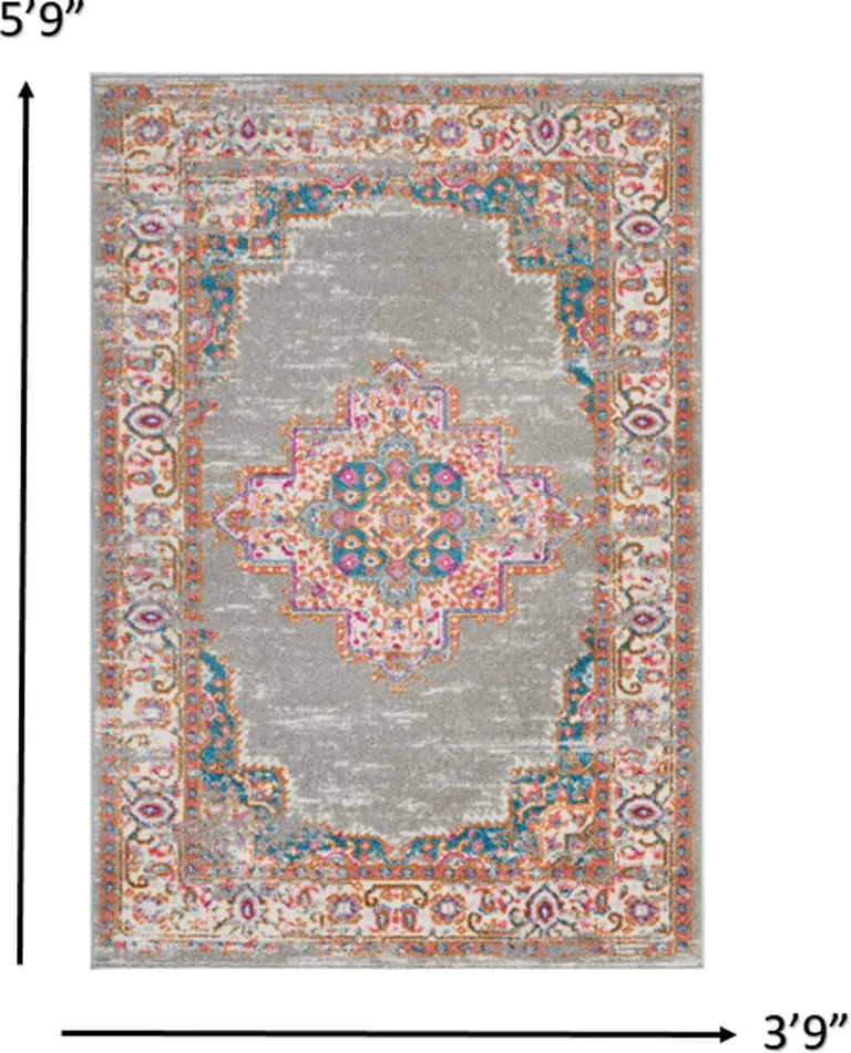 Gray and Gold Medallion Area Rug Photo 1