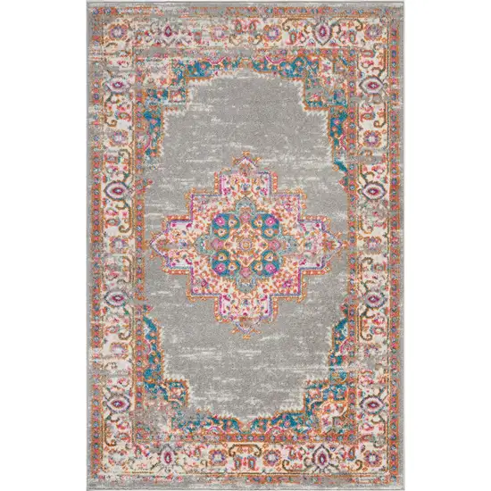 Gray and Gold Medallion Area Rug Photo 1