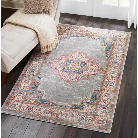 Gray and Gold Medallion Area Rug Photo 6