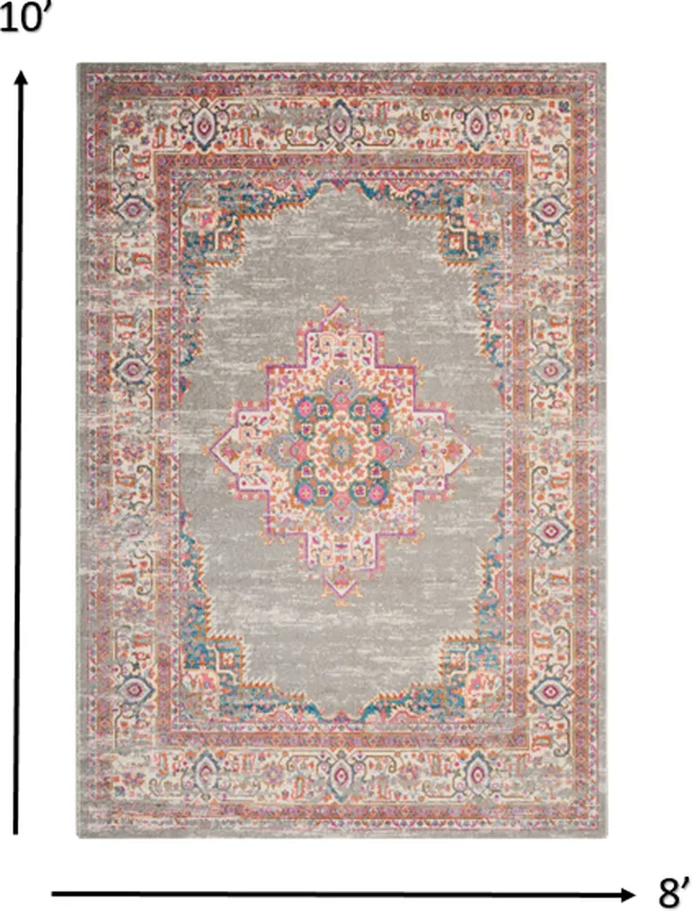 Gray and Gold Medallion Area Rug Photo 2