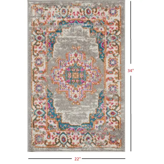 Gray and Gold Medallion Scatter Rug Photo 2