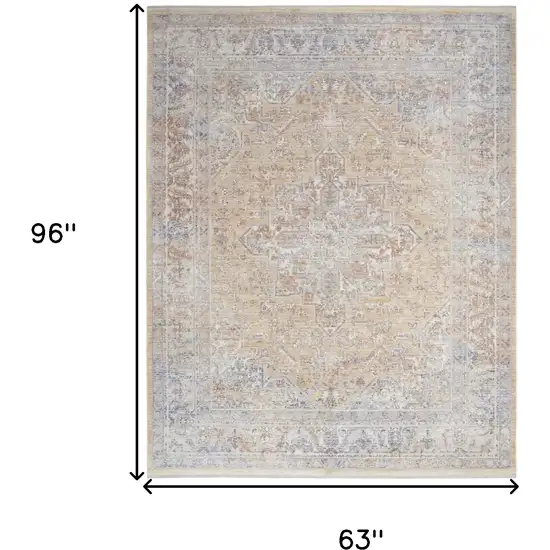 Gray and Gold Oriental Power Loom Distressed Area Rug With Fringe Photo 10