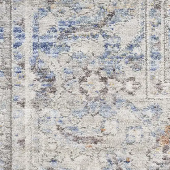 Gray and Gold Oriental Power Loom Distressed Area Rug Photo 4