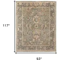 Photo of Gray and Gold Wool Oriental Hand Knotted Area Rug With Fringe